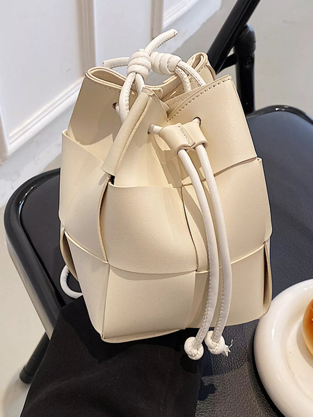 Carmen Bucket Bag detail view styled for Avrienne