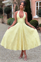 Jacquard Halter V-Neck Party Dress image 7