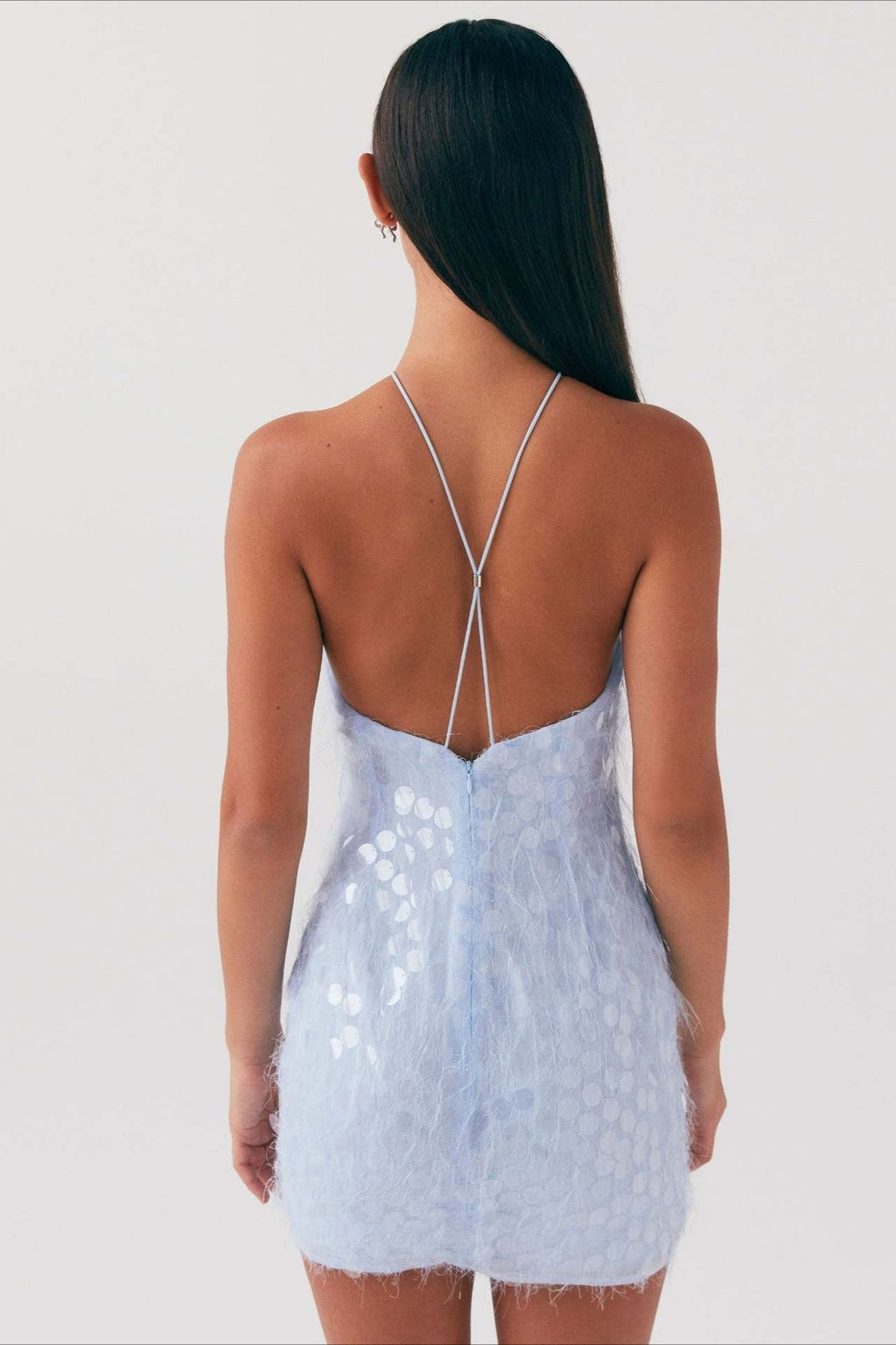 Backless Halter Sequin Lace Up Party Dress image 5