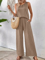 Camille Wide Leg Set detail view styled for Avrienne