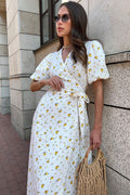 Cotton Printed Puff Sleeve Midi Dress image 1