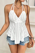 Hollow Out V Neck A-Line Halter Top image 1
