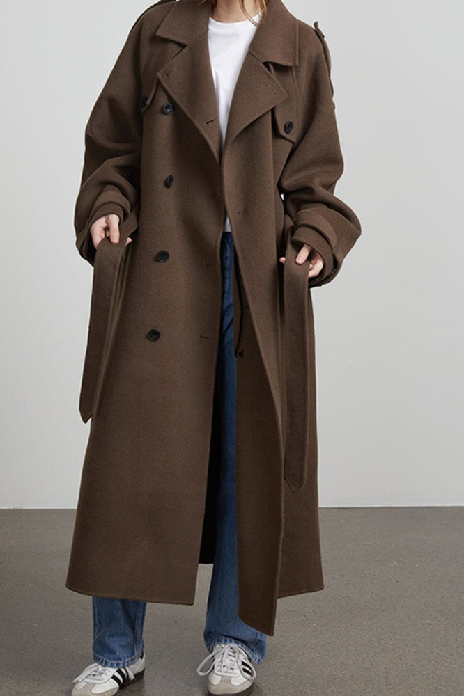 Solid Color Longline Elegant Long Sleeve  Overcoat image 7