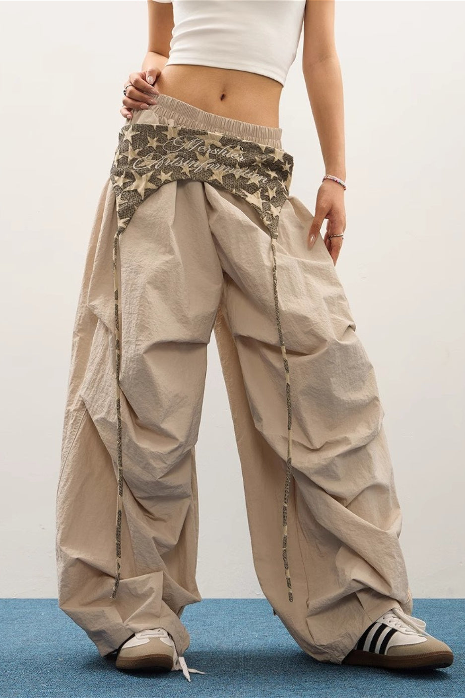 Layered Star Print Loose Cargo Pants image 2