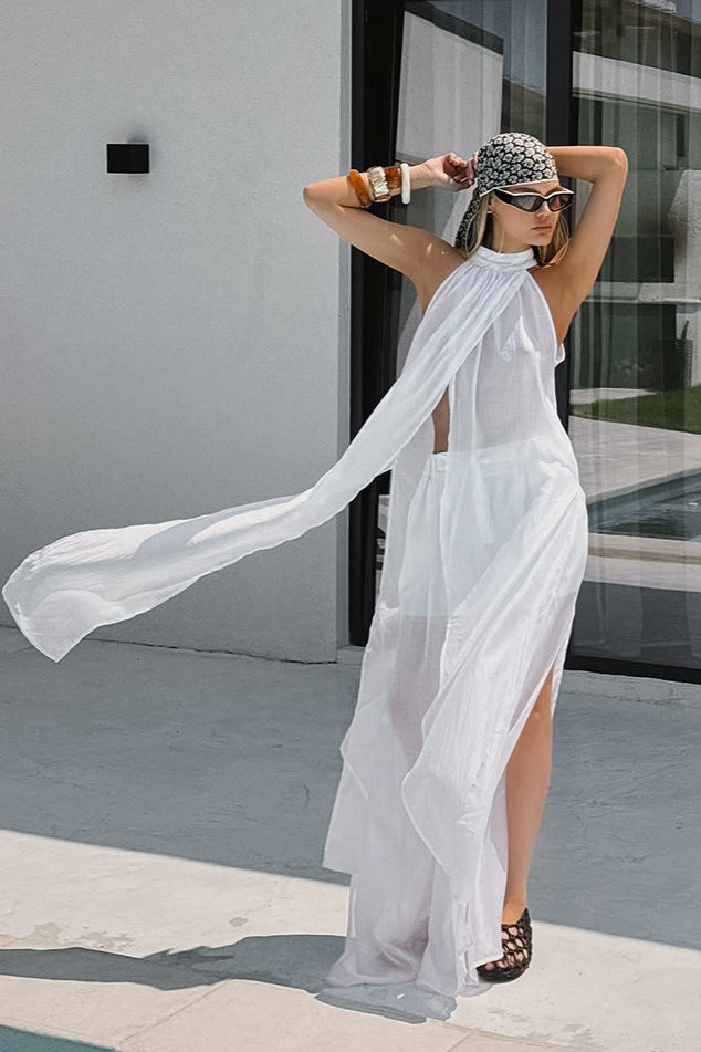 Casual Flowy Tencel Sleeveless Halter Two Piece Set image 1