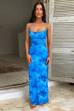 Floral Pouch Neck Sleeveless Bodycon Maxi Dress image 3