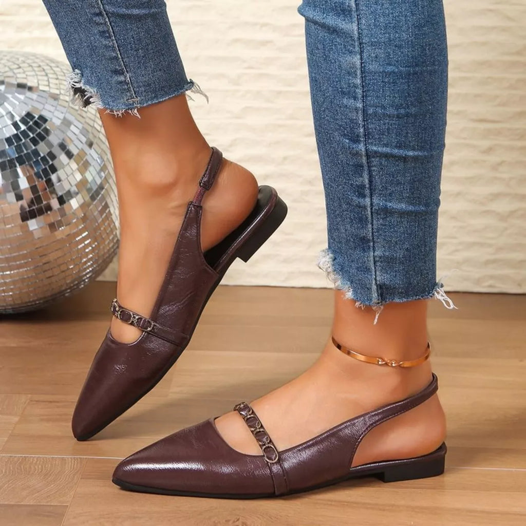 Arielle Slingback Sandals detail view styled for Avrienne