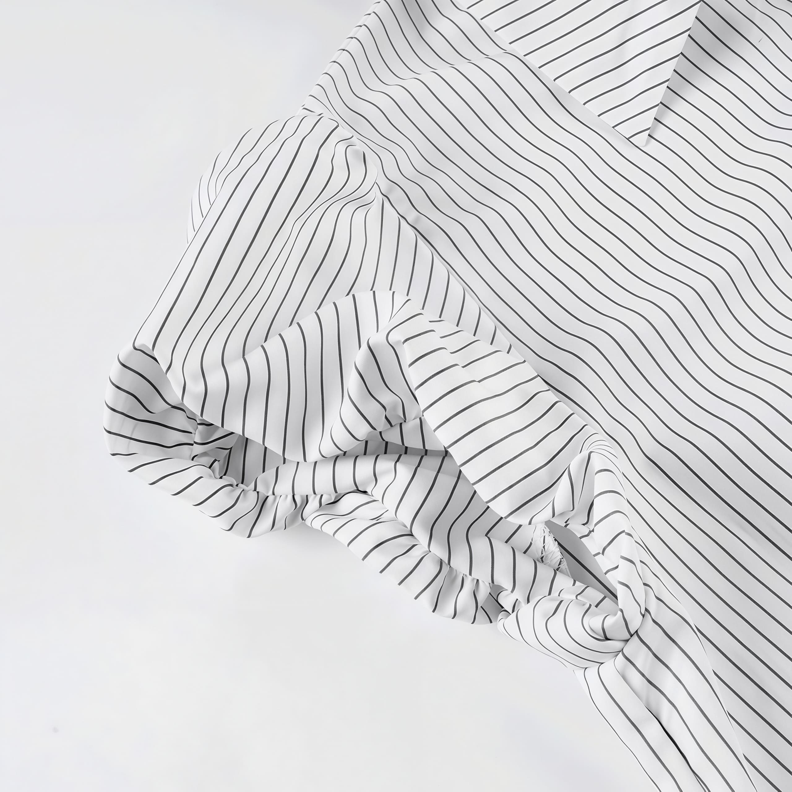 Striped Button Down Shirt Tie Waist Lapel Blouse image 4