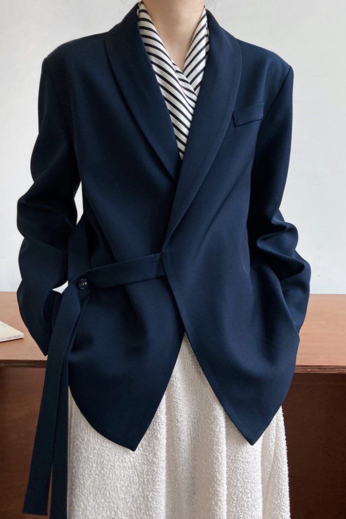 Fashionable Draped Apple Collar Blazer image 3