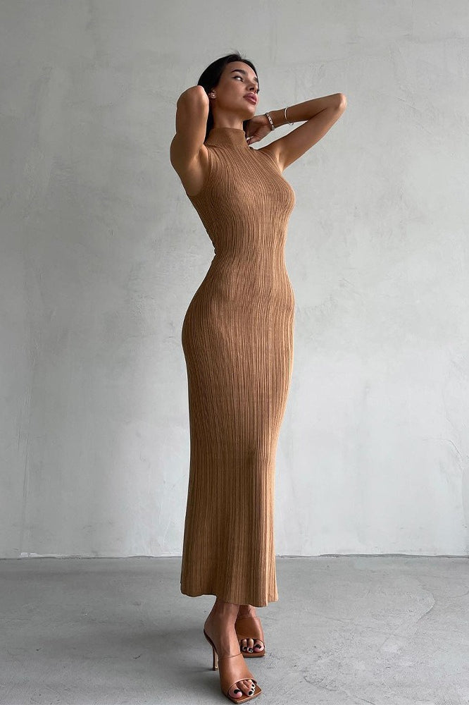 Sleeveless Turtleneck Knit Sweater Dress image 5