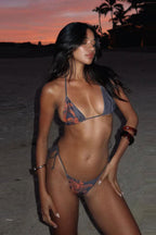 Printed Tie Low Rise Three Piece Swim Set image 3
