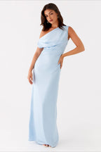 Solid Asymmetric Neckline Formal Dress image 3