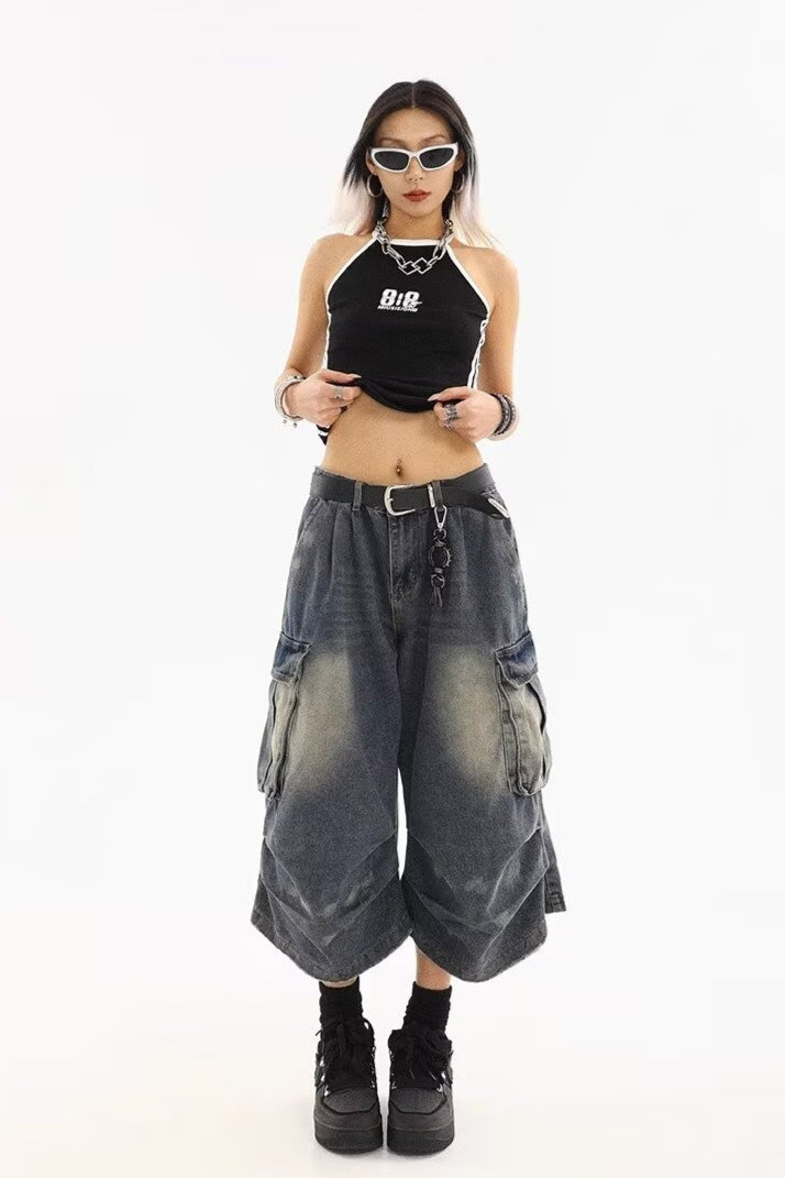 Vintage Washed Workwear Cropped Jeans image 4