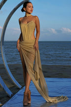 Chic Cami Bodysuit With High Rise Slit Skirt Maxi Dress image 5