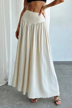 Ruffled High Waist A Line Belted Side Pocket Elegant Skirt image 1