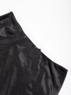 Zinnia Satin Maxi Skirt detail view styled for Avrienne