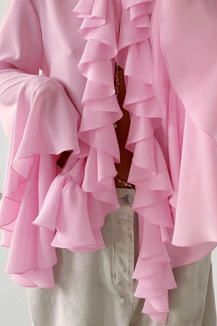 Elegant Ruffle Trim Button Blouse image 3