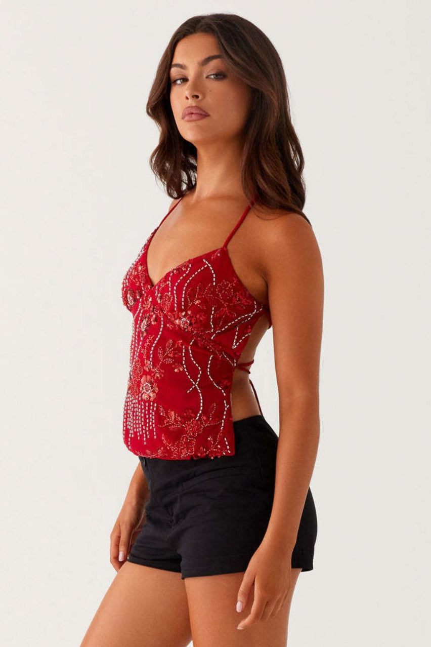 Beaded Exquisite Heavy Work One-Piece Cami Top image 12