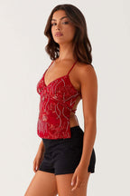 Beaded Exquisite Heavy Work One-Piece Cami Top image 12