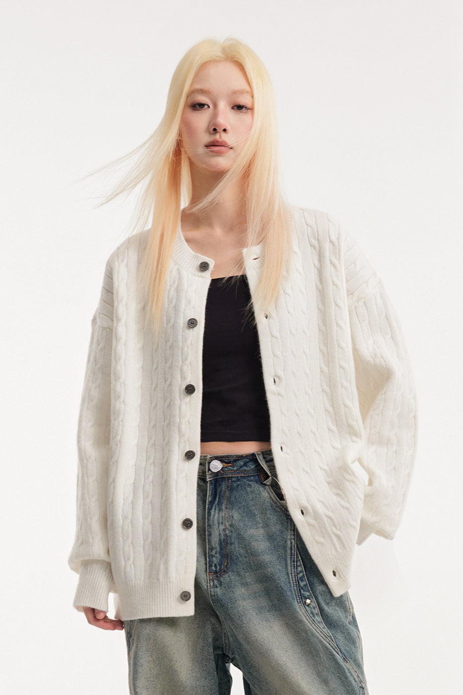Relaxed Fit Cable Cardigan image 7