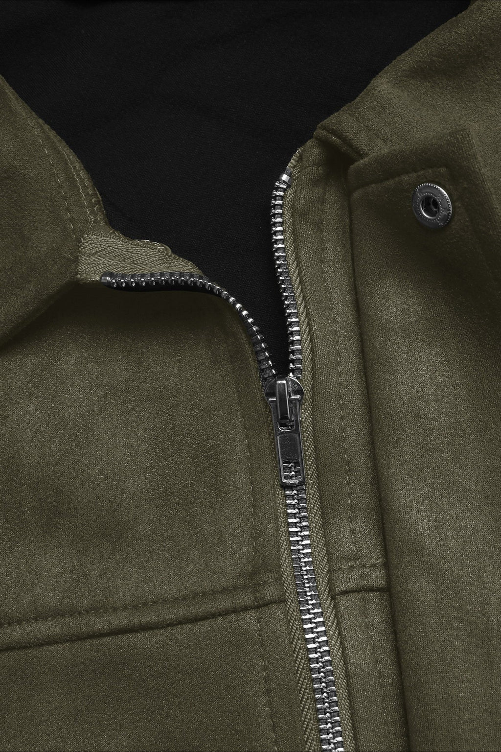 Lapel Collar Suede-Look Bomber Jacket image 9