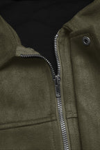 Lapel Collar Suede-Look Bomber Jacket image 9