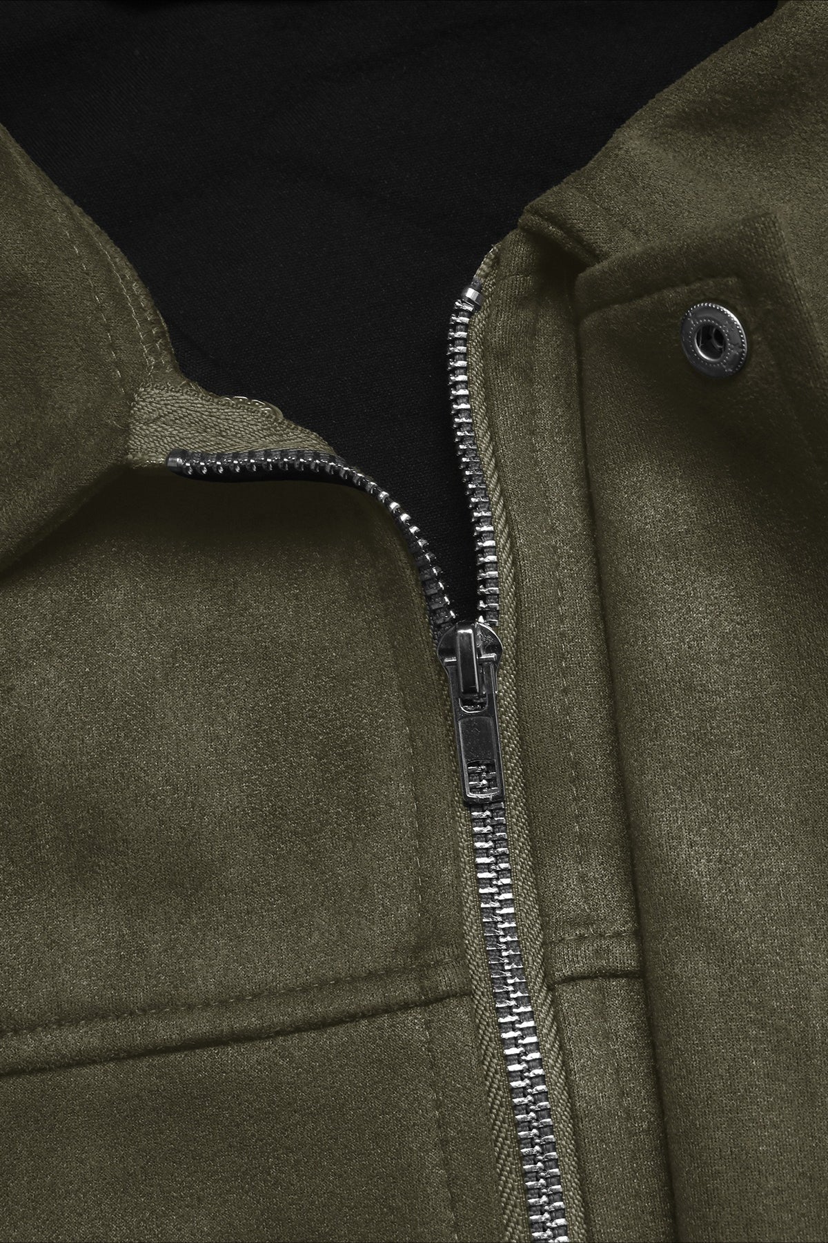 Lapel Collar Suede-Look Bomber Jacket image 9