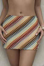 Sexy Rainbow Wave Ribbed Bodycon Skirt image 4