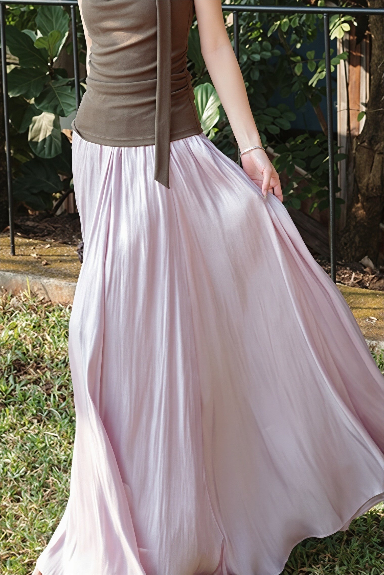 Mermaid Shiny Acetate Like Maxi Skirt image 3