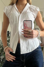Versatile Red White Plaid Blouse image 14