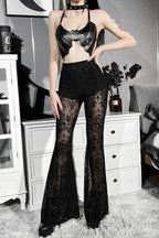 Y2K See-Through Mesh Floral Pant image 4