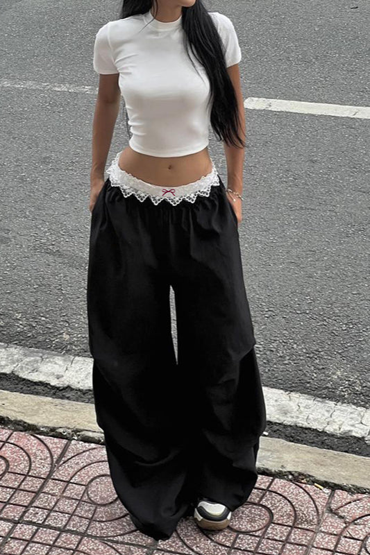 Street Style Lace-Panel Cargo Pant image 1