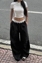 Street Style Lace-Panel Cargo Pant image 1