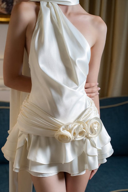 Elegant Satin 3D Floral Cocktail Dress image 5