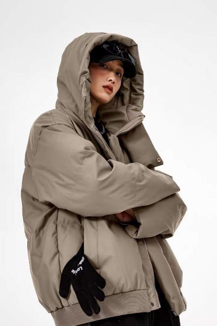 Stand Collar High Neck Hooded Puffer Jacket image 5