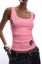 Eyelet Slim Sexy Street Style Tank Top image 3