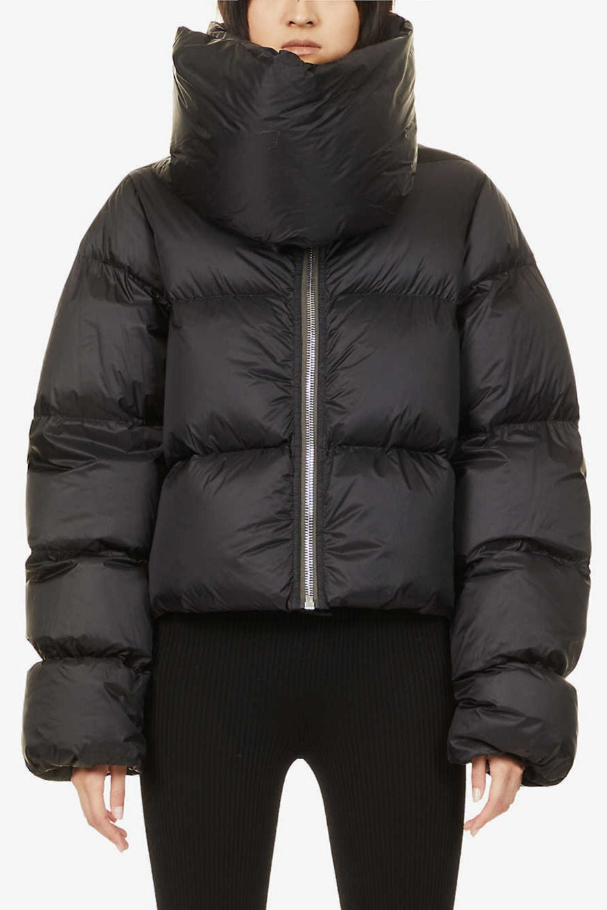 High Neck Scarf Collar Quilted Puffer Jacket image 4