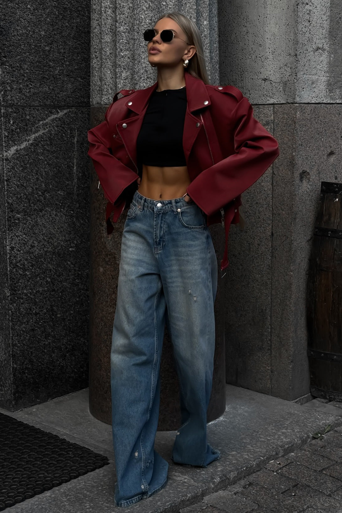 Washed Low Waist Straight Leg Jeans image 1