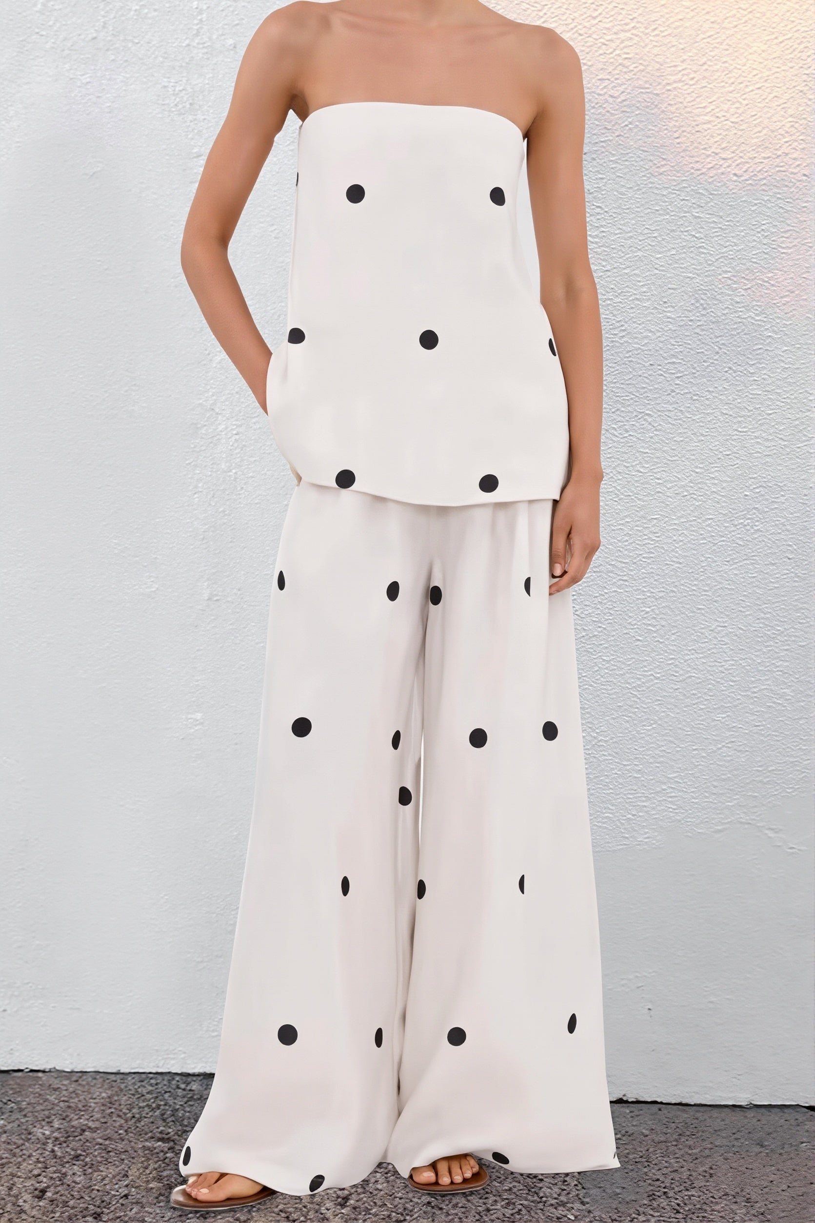 Cotton Polka Dot Cami Wide Leg Pants Two Piece Set image 4