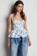 Floral Print Ruched Waist Slim Cami Top image 1