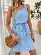 Rosalie Eyelet Dress detail view styled for Avrienne