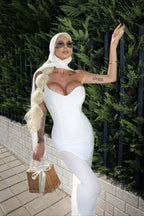 Draped Tie Sexy Mesh Patch Tube Prom Dress image 7