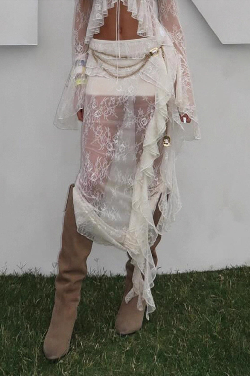 Ruffled Lace Asymmetrical Skirt image 2