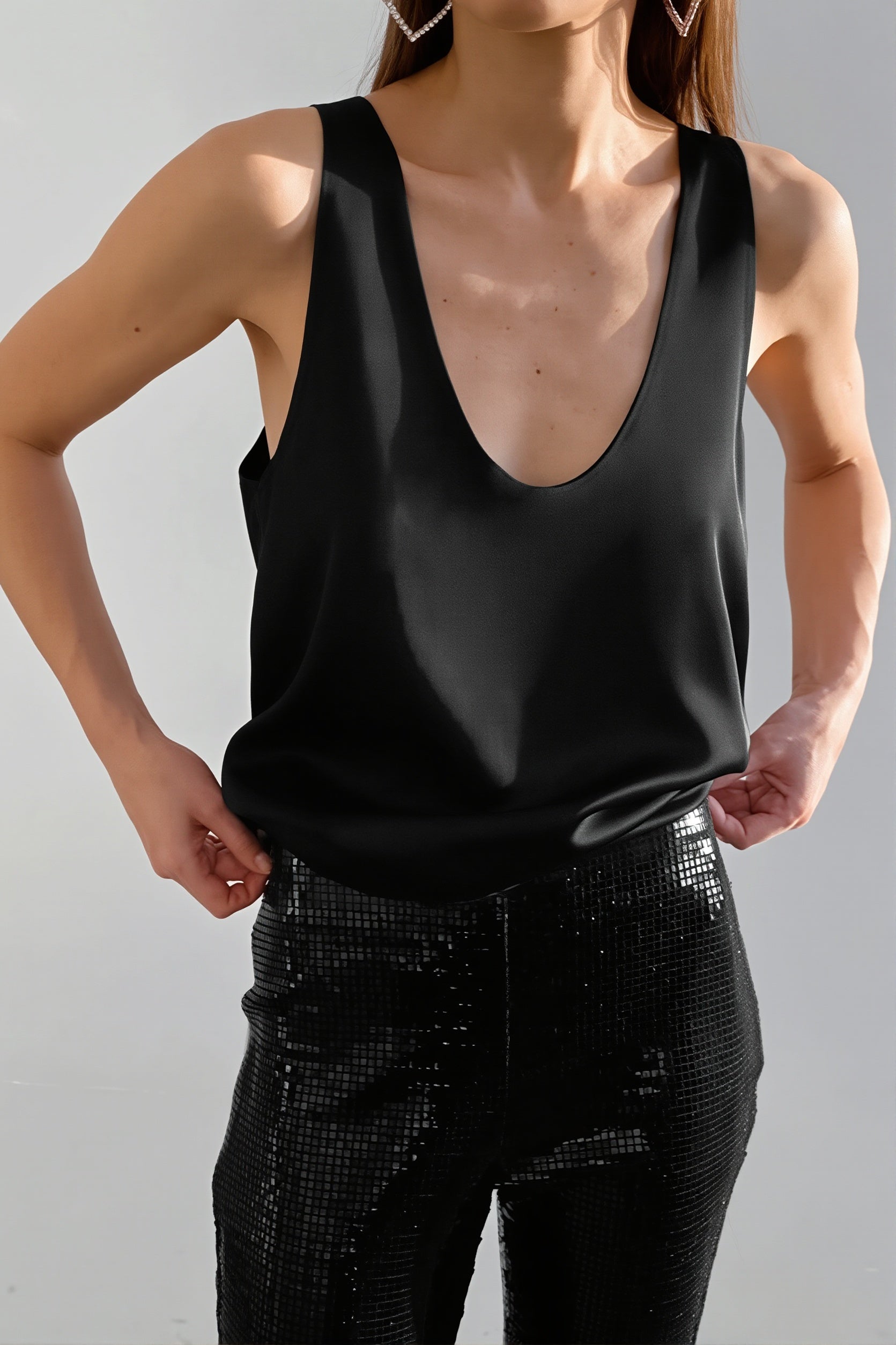 Chic Ice Silk Deep V Layering Cami Top image 5