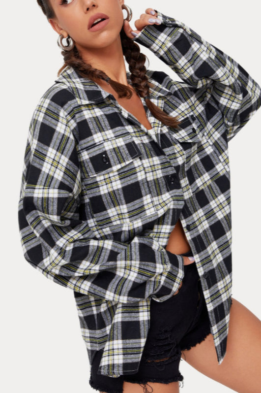 Plaid Stand Collar Button Shirt  Blouse image 32