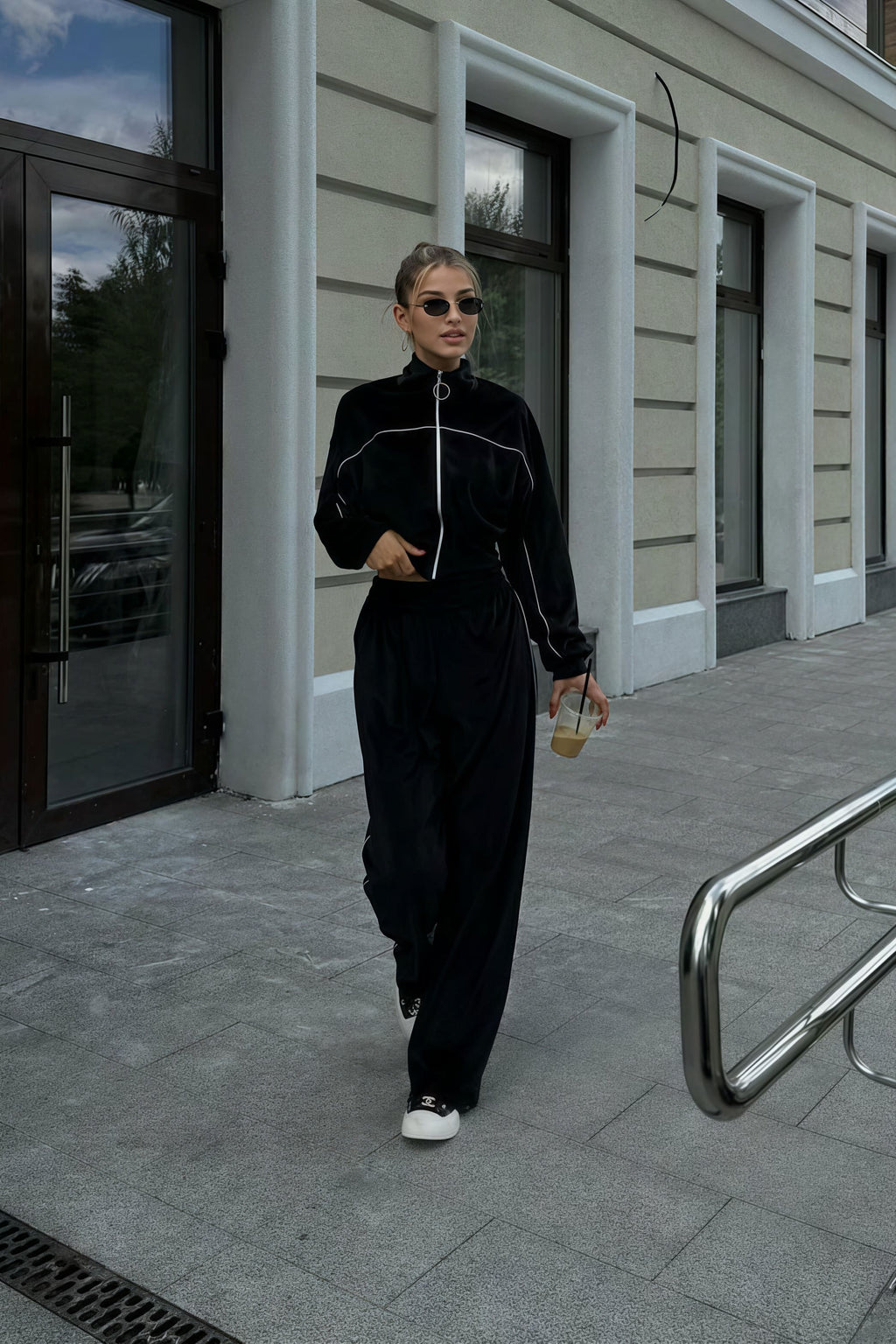 Athletic Velvet Collar Zipper Long Sleeve Two Piece Set image 18