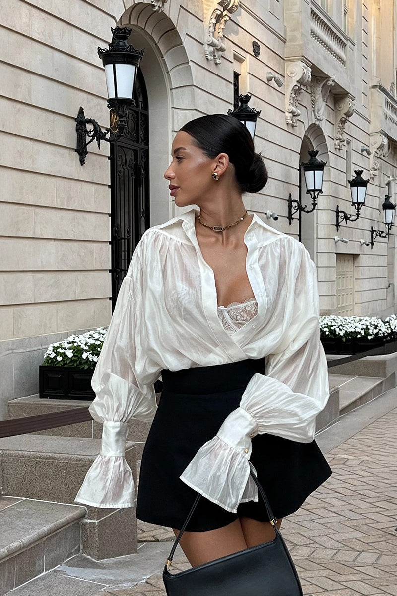 Vintage Satin Lantern Sleeve Blouse image 4