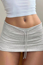 Tie Waist Solid Mini Skirt image 1