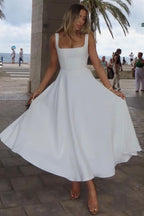 Solid Square Neck Sleeveless Cocktail Dress image 1