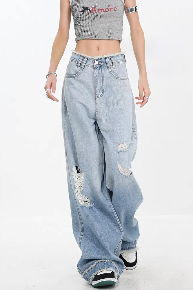 Gradient Ripped Straight Leg Jeans image 10